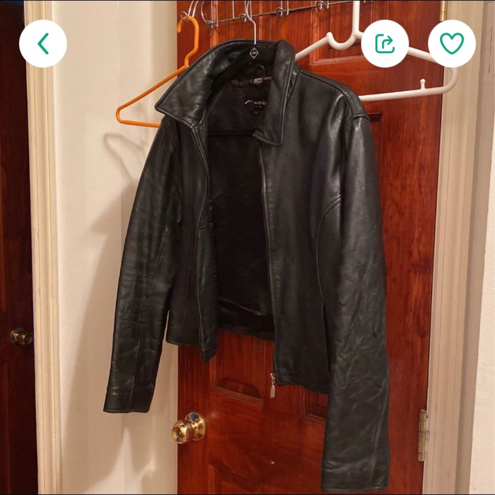 Distressed leather jacket